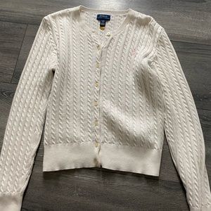 white Ralph Lauren knitted cardigan/sweater